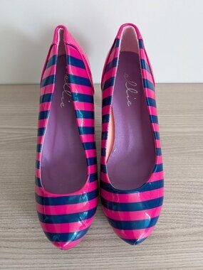 Pink and Purple Striped Cheshire Cat High Heel Shoes